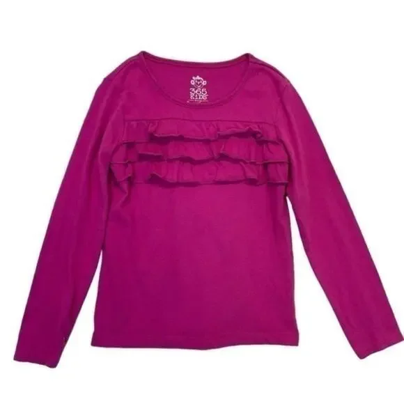 Pink Ruffle Long Sleeve Tee girls Size 6 - Picture 1 of 5